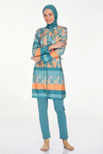 ⁦رُقيّة – بدلة سباحة محتشمة بألوان عصرية وبتغطية كاملة⁩ - الصورة ⁦3⁩